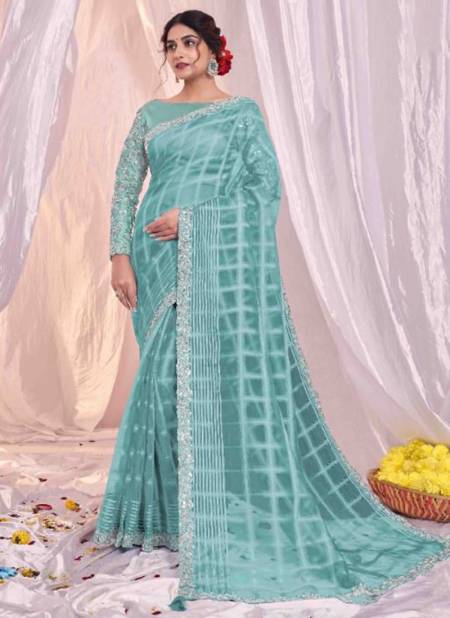 Sky Blue Colour Rajastha Mahotsav New Latest Designer Ethnic Wear Tissue Silk Printed Saree Collection 42513